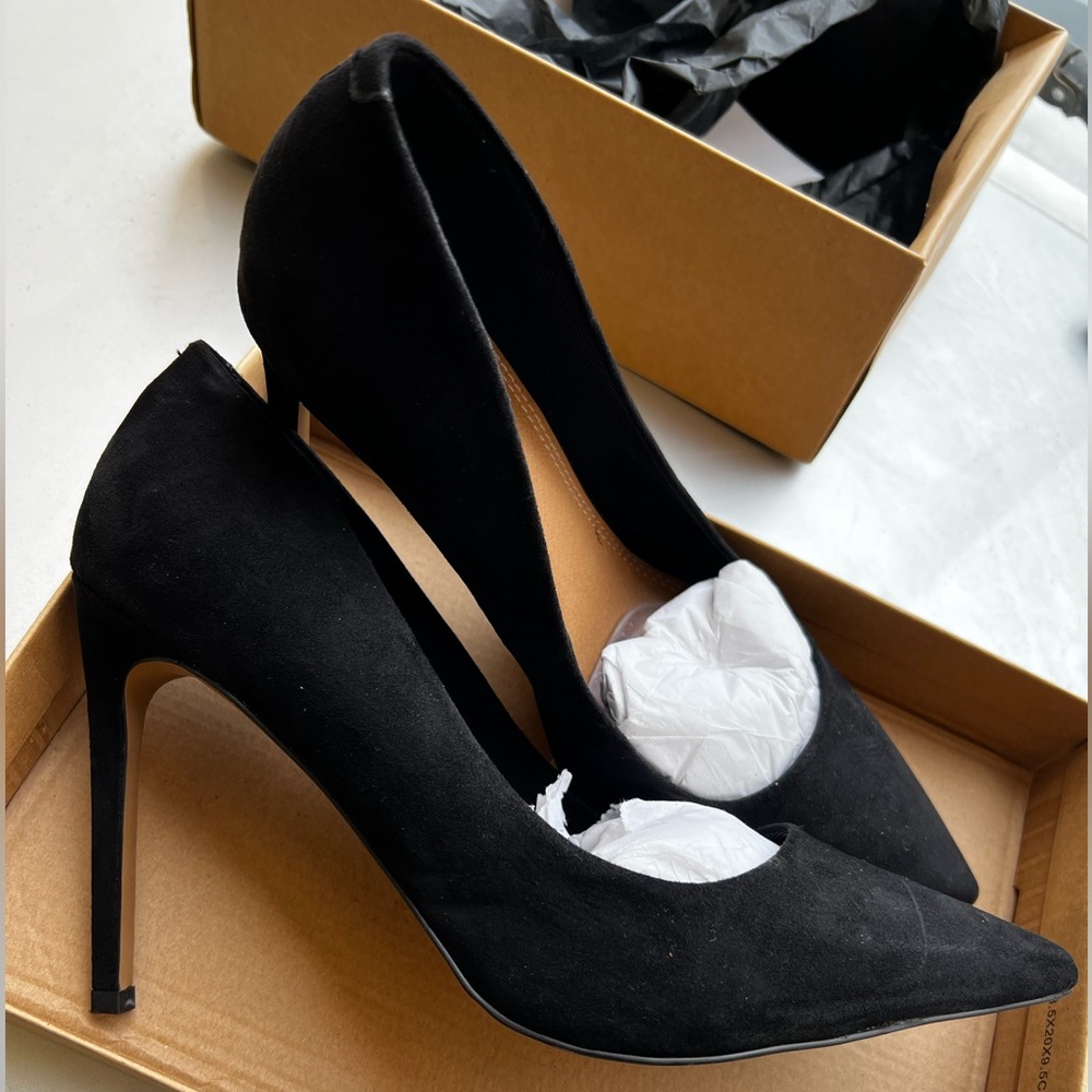 ASOS DESIGN Porto Pointed Wide Fit High Heel Shoes Black UK 8 US 10W